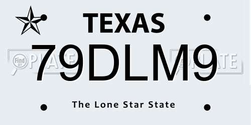 79DLM9 Texas License Plate
