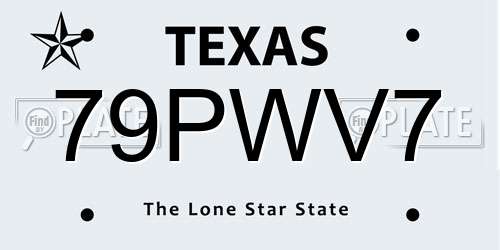 79PWV7 Texas License Plate
