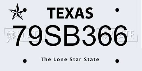 79SB366 Texas License Plate