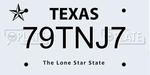 79TNJ7 Texas License Plate