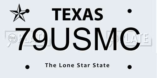 79USMC Texas License Plate