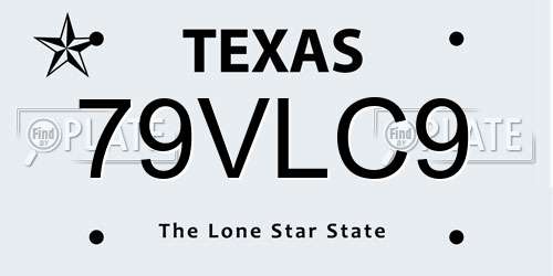 79VLC9 Texas License Plate