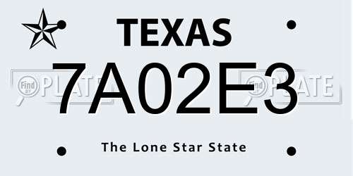 7A02E3 Texas License Plate