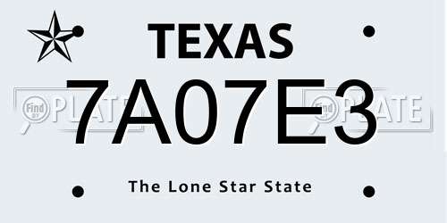 7A07E3 Texas License Plate