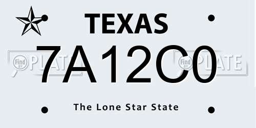 7A12C0 Texas License Plate