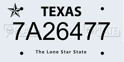 7A26477 Texas License Plate