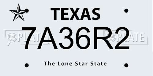 7A36R2 Texas License Plate