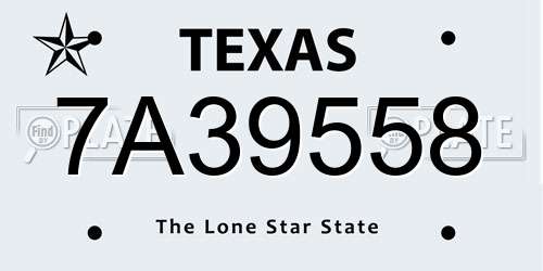 7A39558 Texas License Plate