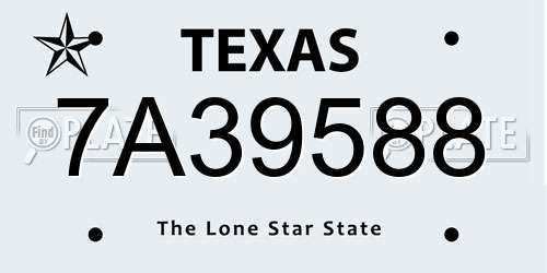 7A39588 Texas License Plate