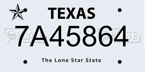 7A45864 Texas License Plate