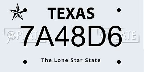 7A48D6 Texas License Plate