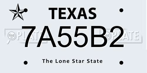 7A55B2 Texas License Plate