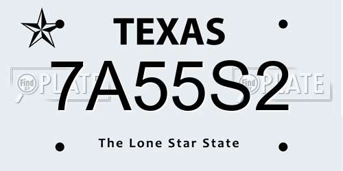 7A55S2 Texas License Plate