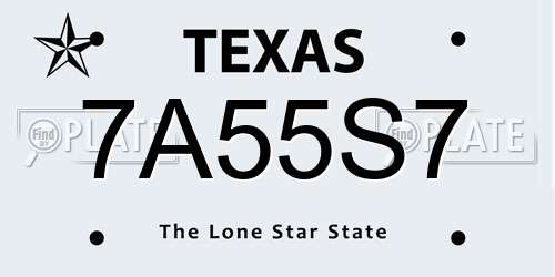7A55S7 Texas License Plate