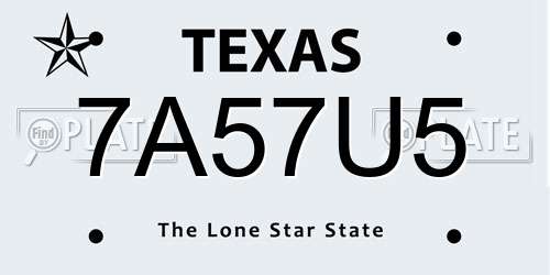 7A57U5 Texas License Plate