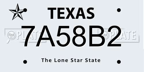 7A58B2 Texas License Plate