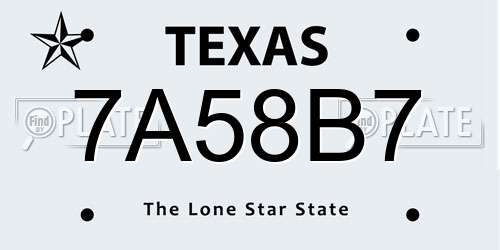 7A58B7 Texas License Plate