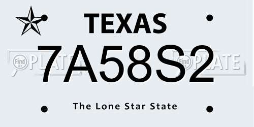 7A58S2 Texas License Plate