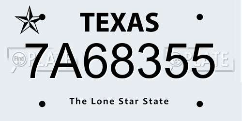 7A68355 Texas License Plate