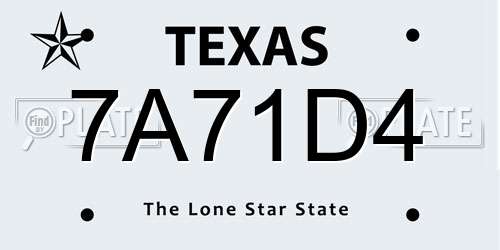 7A71D4 Texas License Plate