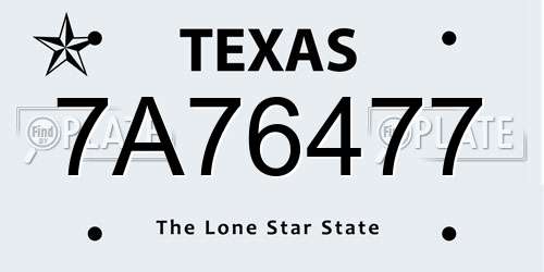 7A76477 Texas License Plate