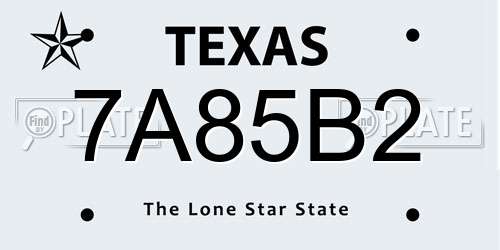7A85B2 Texas License Plate