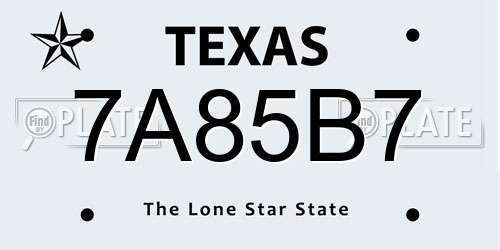 7A85B7 Texas License Plate