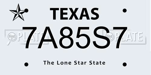 7A85S7 Texas License Plate