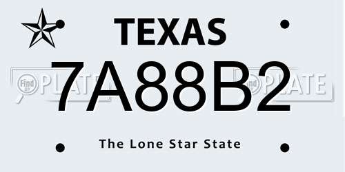 7A88B2 Texas License Plate