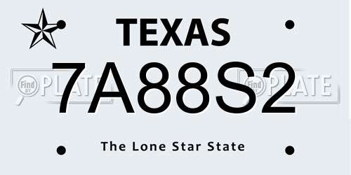 7A88S2 Texas License Plate