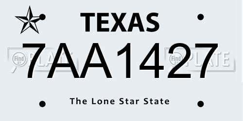 7AA1427 Texas License Plate