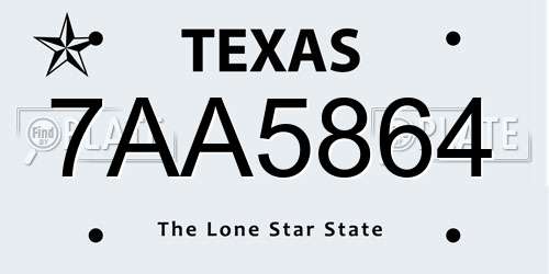 7AA5864 Texas License Plate