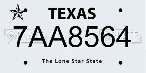 7AA8564 Texas License Plate
