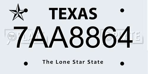 7AA8864 Texas License Plate