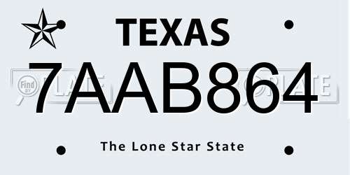 7AAB864 Texas License Plate