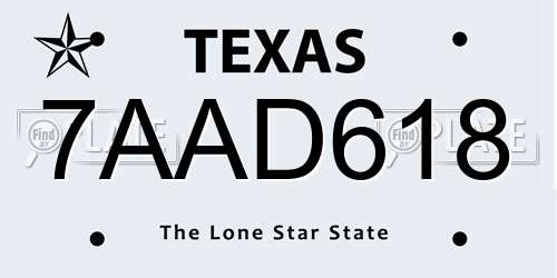 7AAD618 Texas License Plate