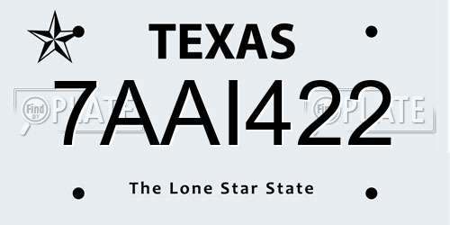 7AAI422 Texas License Plate