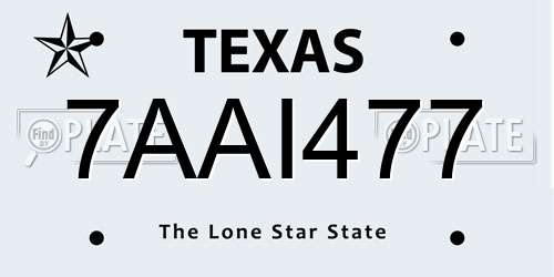 7AAI477 Texas License Plate