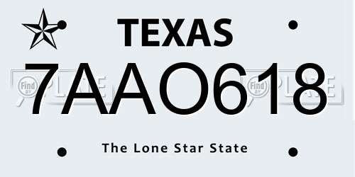 7AAO618 Texas License Plate