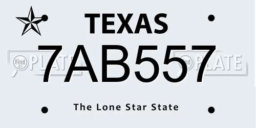 7AB557 Texas License Plate
