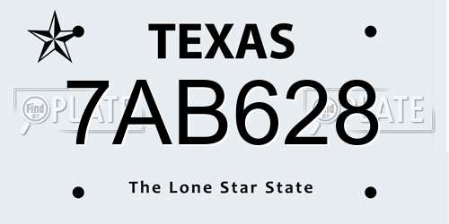 7AB628 Texas License Plate