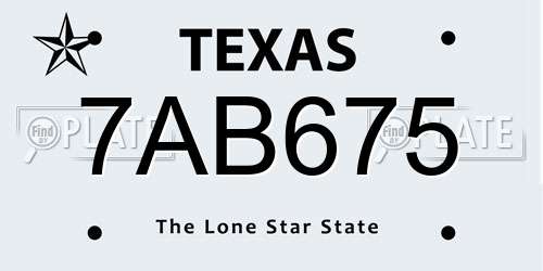 7AB675 Texas License Plate