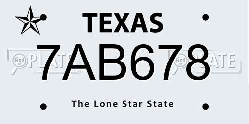 7AB678 Texas License Plate
