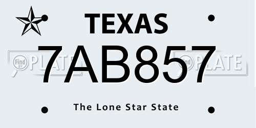 7AB857 Texas License Plate