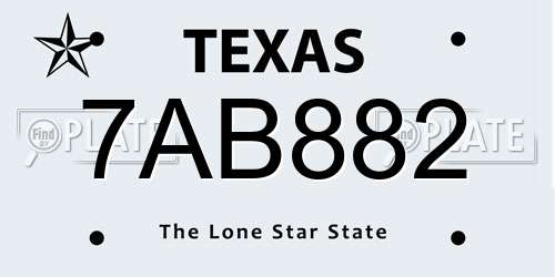 7AB882 Texas License Plate