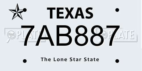 7AB887 Texas License Plate
