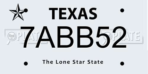 7ABB52 Texas License Plate