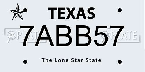 7ABB57 Texas License Plate