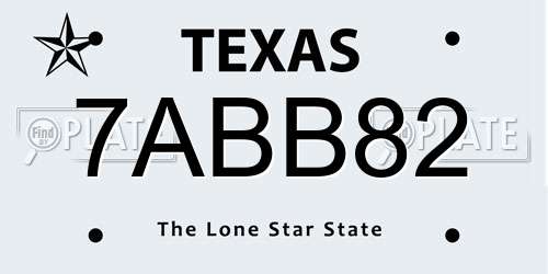 7ABB82 Texas License Plate