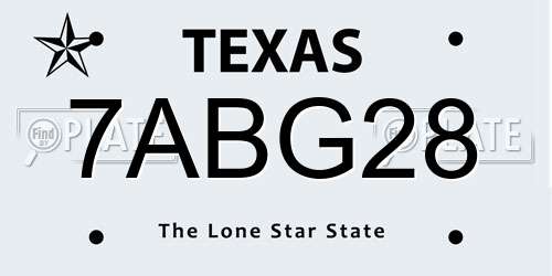 7ABG28 Texas License Plate